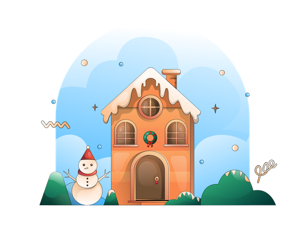 Christmas House Decoration  Illustration