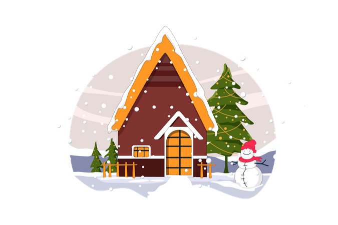 Christmas house  Illustration