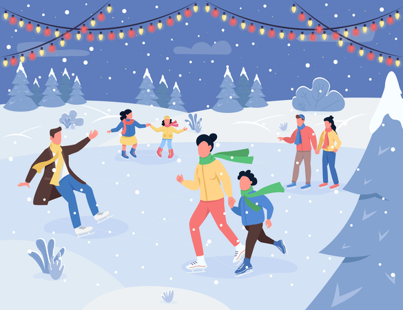 Christmas ice rink  Illustration