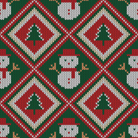 Christmas knitted pattern  Illustration