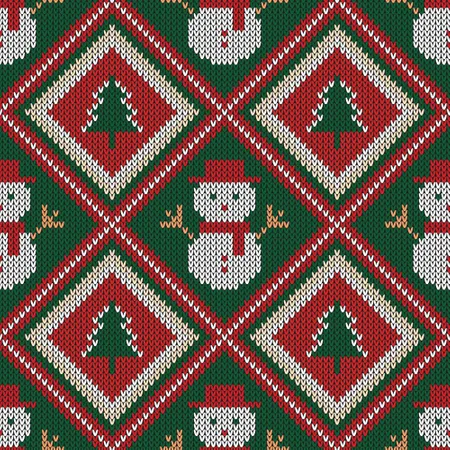 Christmas knitted pattern  Illustration