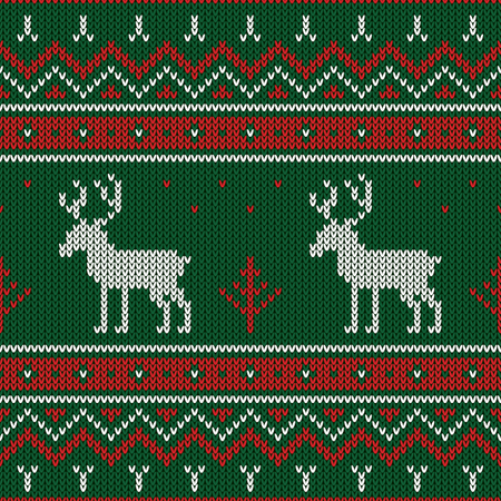 Christmas knitted pattern  Illustration