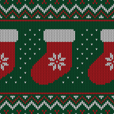 Christmas knitted pattern  Illustration