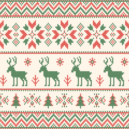 Christmas knitted pattern  Illustration