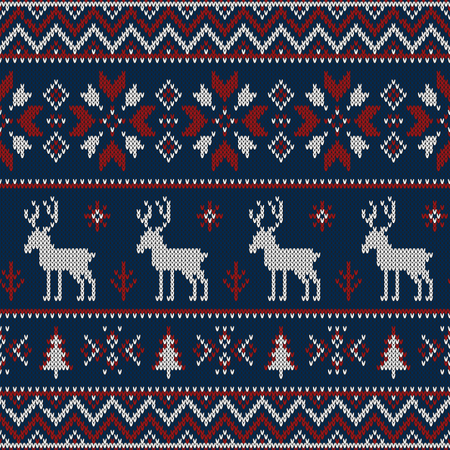 Christmas knitted pattern  Illustration