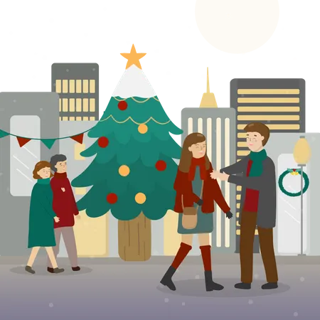 Christmas lights in the big city  Illustration