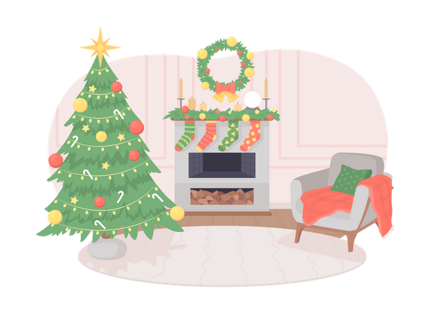 Christmas living room decor Illustration
