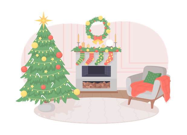 Christmas living room decor  Illustration