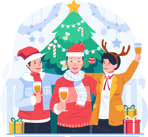 Christmas Party and New Year Celebration  Illustration