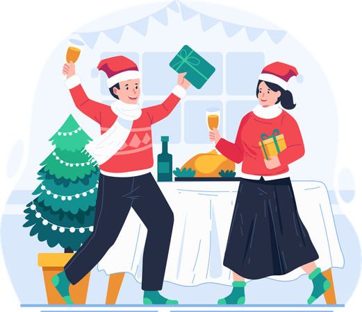 Christmas Party and New Year Celebration  Illustration