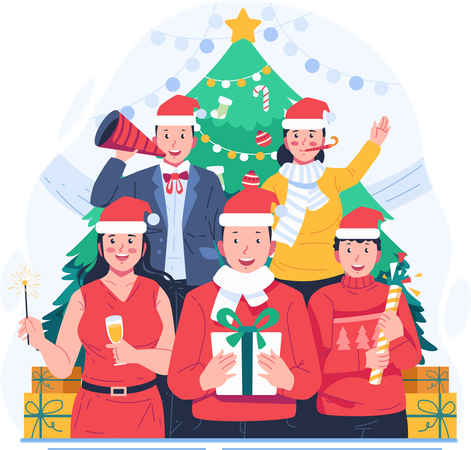 Christmas Party and New Year Celebration  Illustration