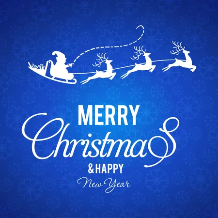 Christmas Pattern Background With Blue Typography Illustration