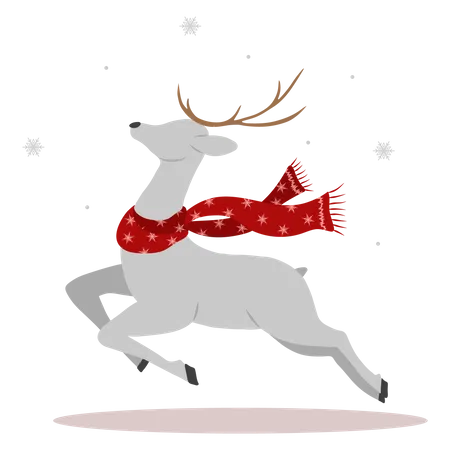 Christmas reindeer jumping  Illustration