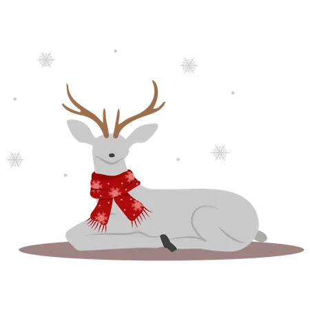 Christmas reindeer sitting Illustration