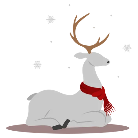 Christmas reindeer sitting  Illustration