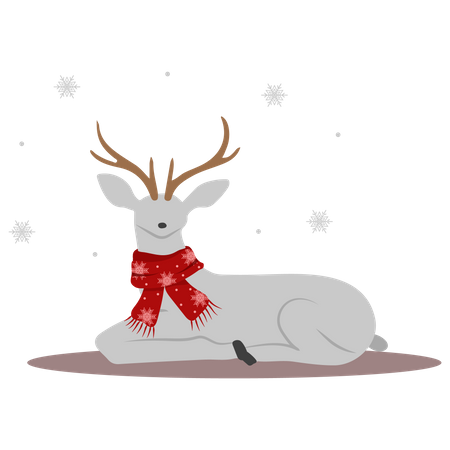 Christmas reindeer sitting  Illustration