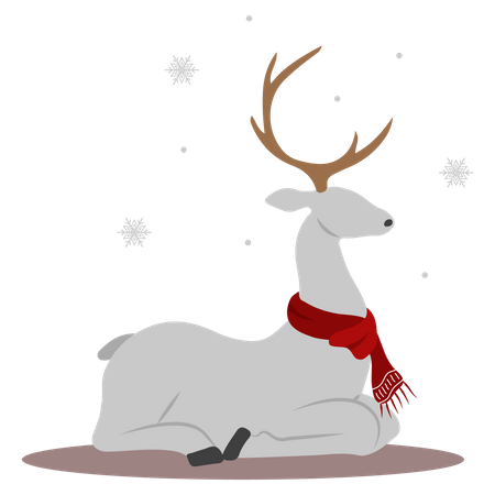 Christmas reindeer sitting  Illustration