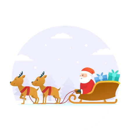 Christmas Reindeer sledge Illustration