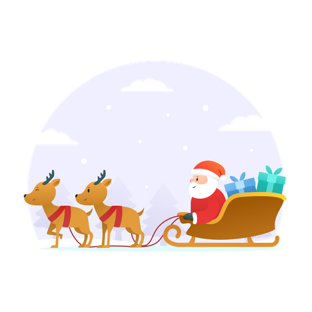 Christmas Reindeer sledge  Illustration