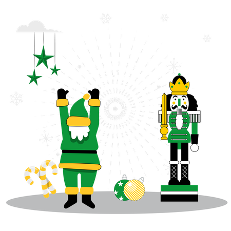 Christmas santa and elf  Illustration