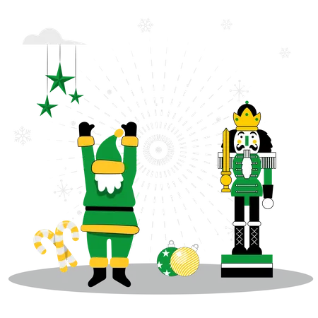Christmas santa and elf  イラスト