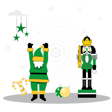 Christmas santa and elf  Illustration