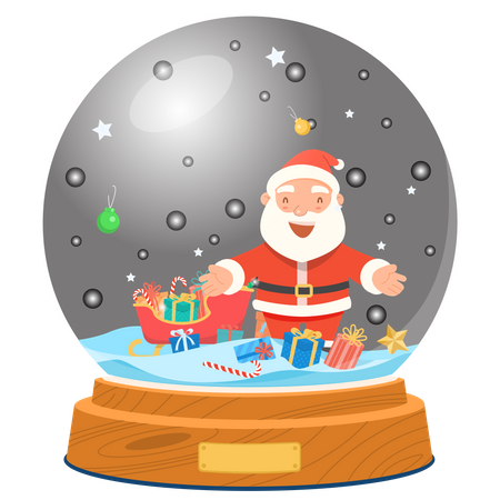 Christmas Santa Claus gift in a glass globe  Illustration