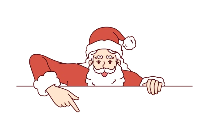 Christmas santa claus points finger  일러스트레이션