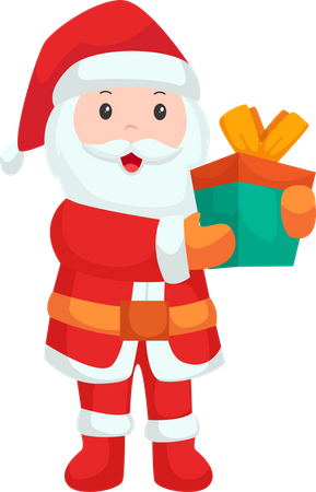 Christmas Santa Claus with Gift  Illustration