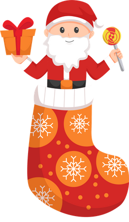 Christmas Santa Claus with Gift  Illustration