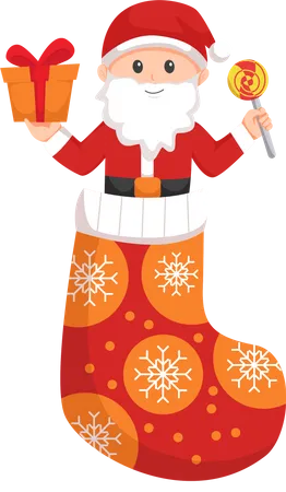 Christmas Santa Claus with Gift  Illustration