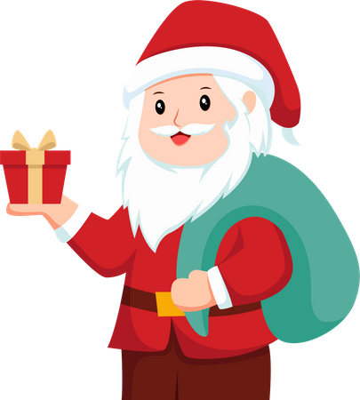 Christmas Santa with Gift  Illustration