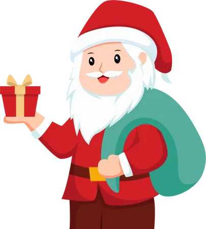 Christmas Santa with Gift  Illustration