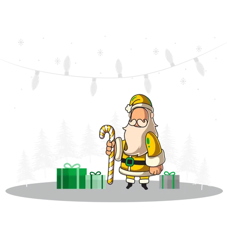 Christmas santa with gift  Illustration
