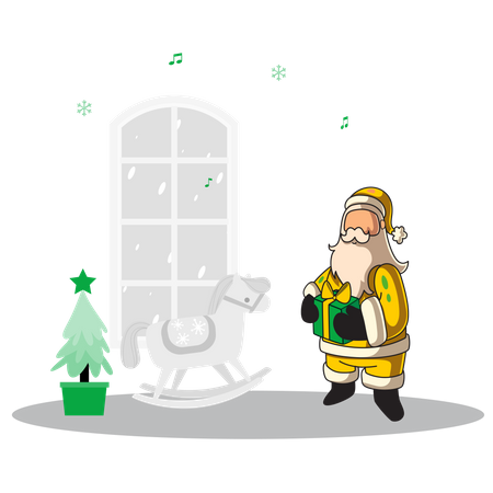 Christmas santa with gift  Illustration