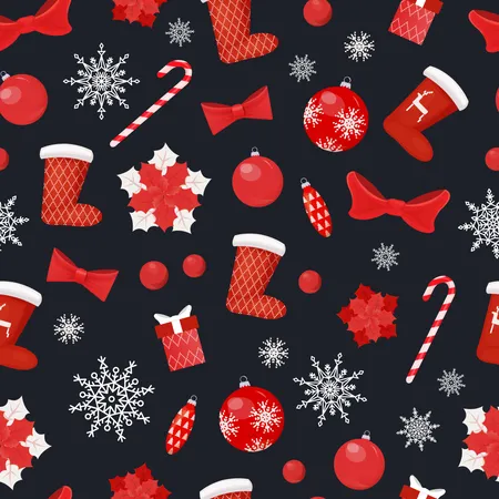 Christmas Seamless Pattern Socks, Candy, Lollipop  Illustration