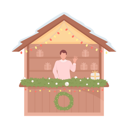 Christmas shop merchandiser  Illustration