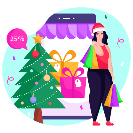 Christmas Shopping  Illustration