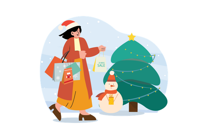 Christmas Shopping Illustration