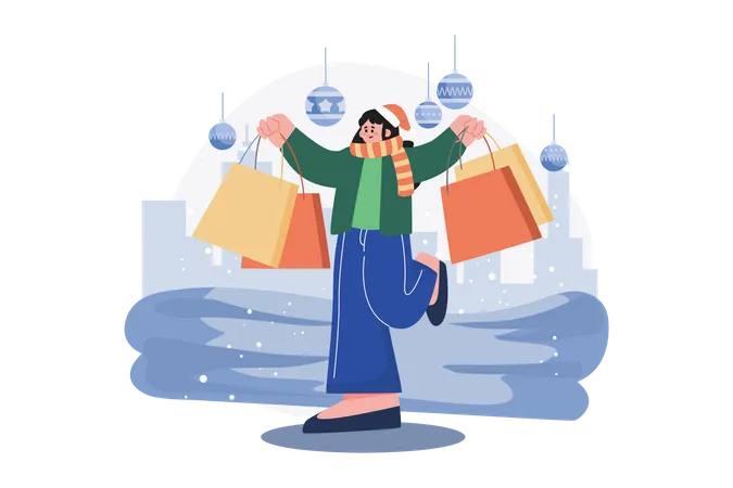 Christmas Shopping Illustration