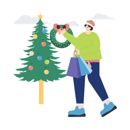 Christmas Shopping sale  Illustration