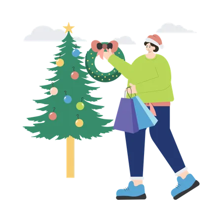 Christmas Shopping sale  Illustration