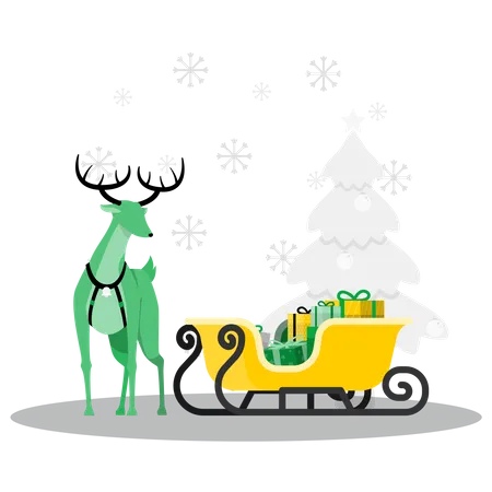 Christmas sleigh with gifts Illustration