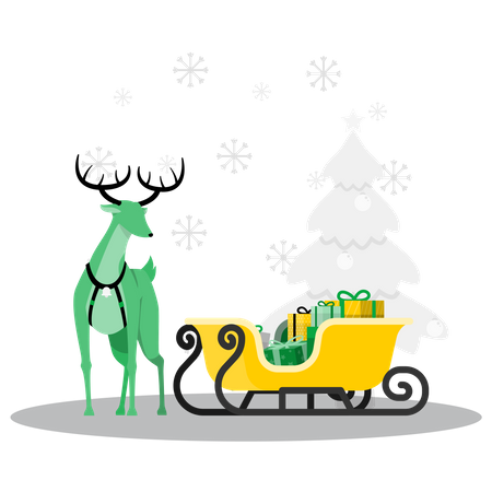 Christmas sleigh with gifts  Illustration