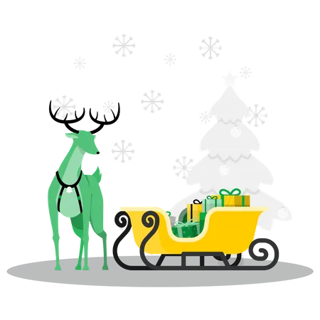 Christmas sleigh with gifts  Illustration