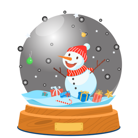 Christmas snow globe with snowman Illustration