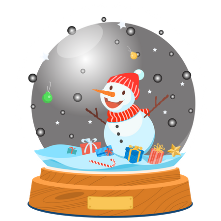 Christmas snow globe with snowman  일러스트레이션