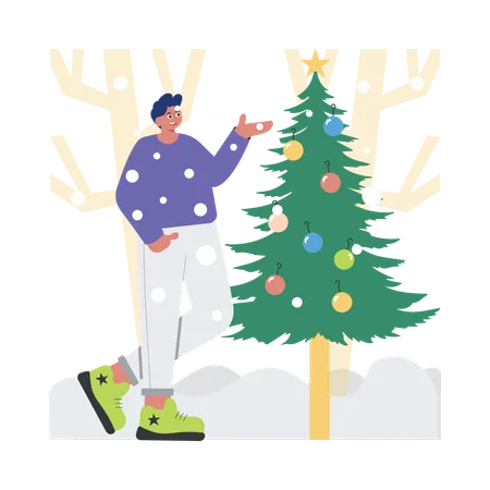 Christmas Snow Scene  Illustration