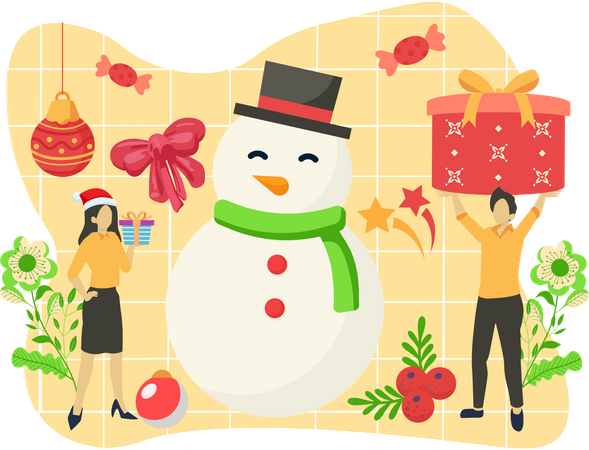 Christmas snowman  Illustration