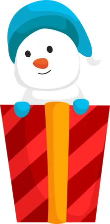 Christmas Snowman with Gift Illustration